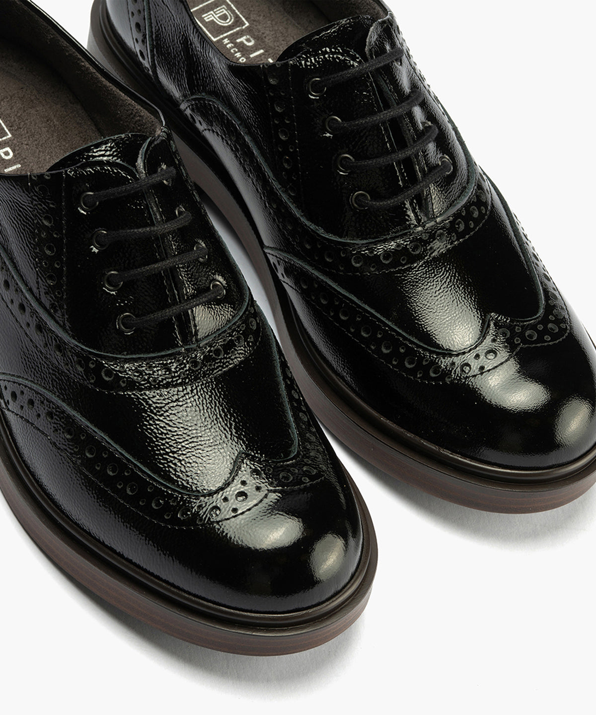 Ingles en Charol con cordones de mujer color negro