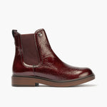 Botín Chelsey en Charol con cremallera de mujer color burdeos