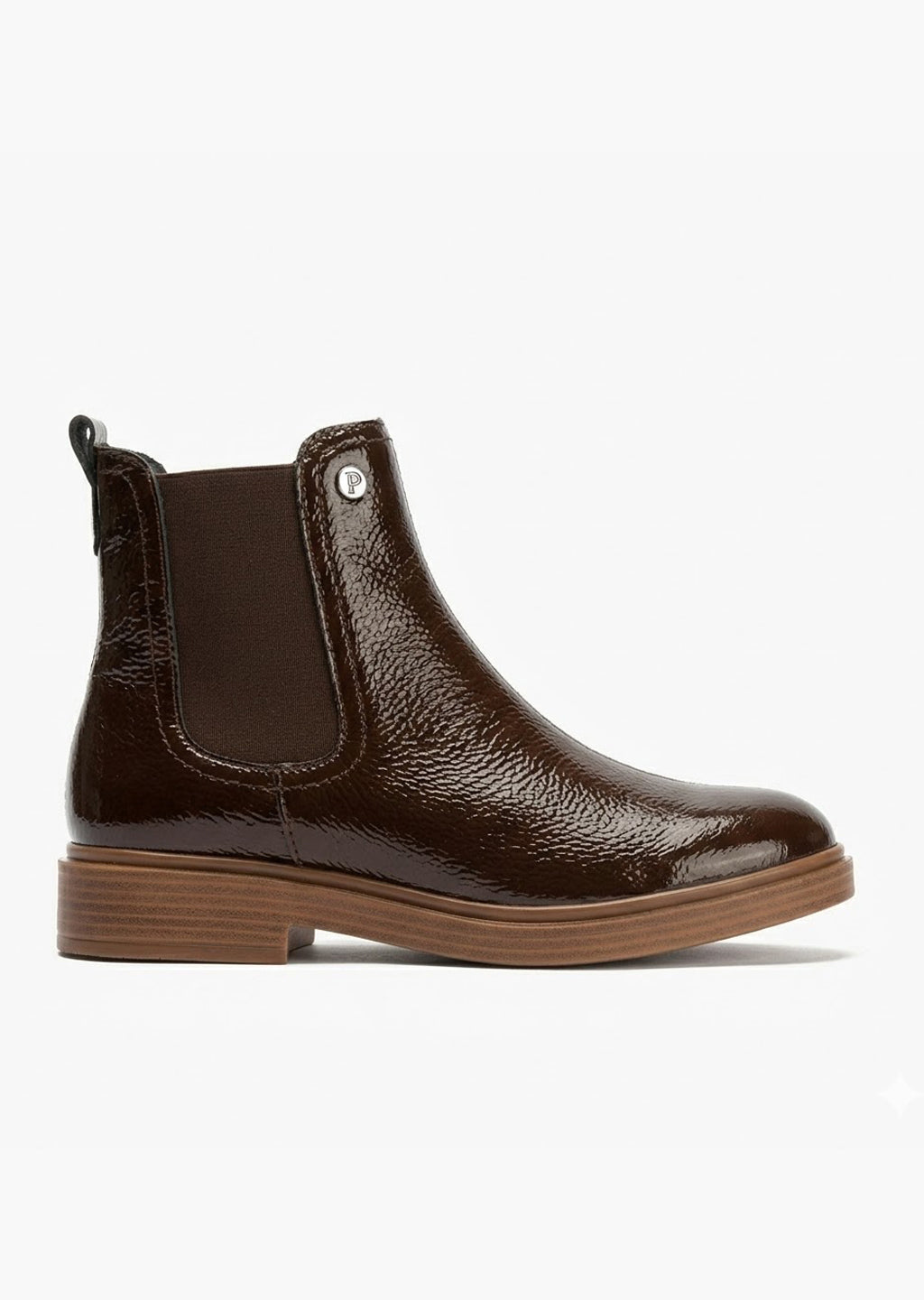 Botín Chelsey en Charol con cremallera de mujer color marron