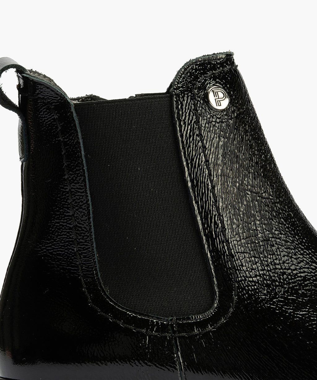 Botín Chelsey en Charol con cremallera de mujer color negro