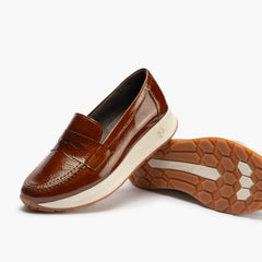 Mocasín en Charol de mujer color cuero