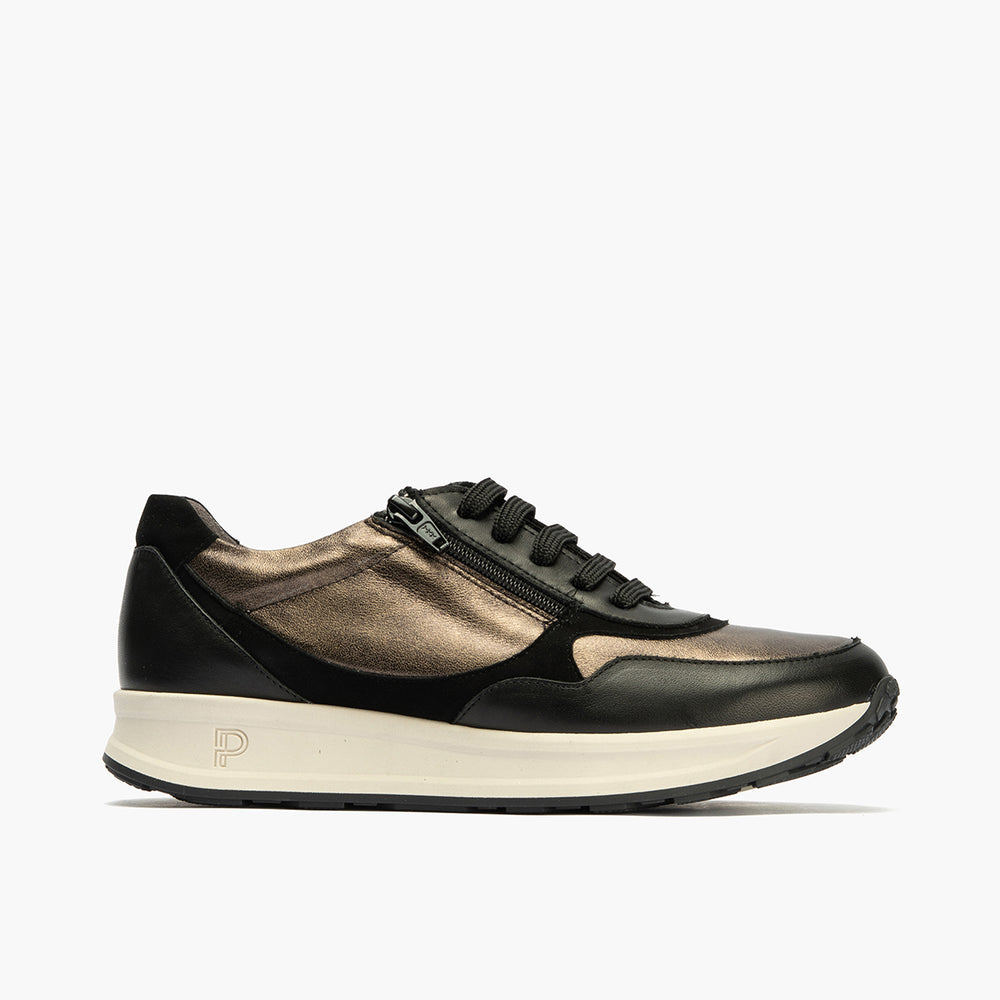 Deportivo de Cremallera Combinado con Ante de mujer color negro