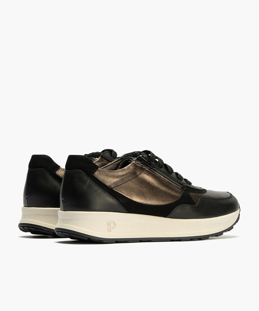 Deportivo de Cremallera Combinado con Ante de mujer color negro