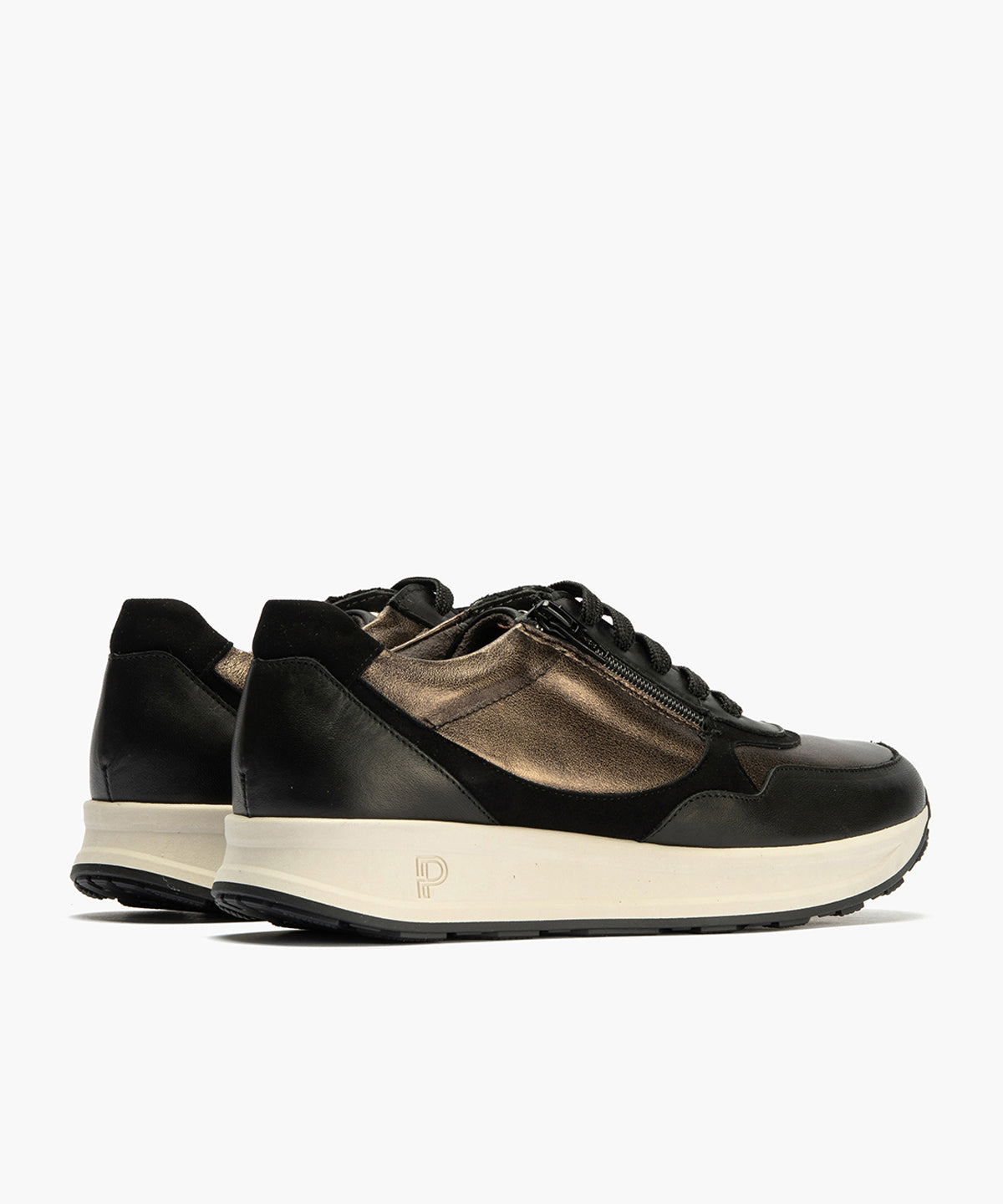 Deportivo de Cremallera Combinado con Ante de mujer color negro
