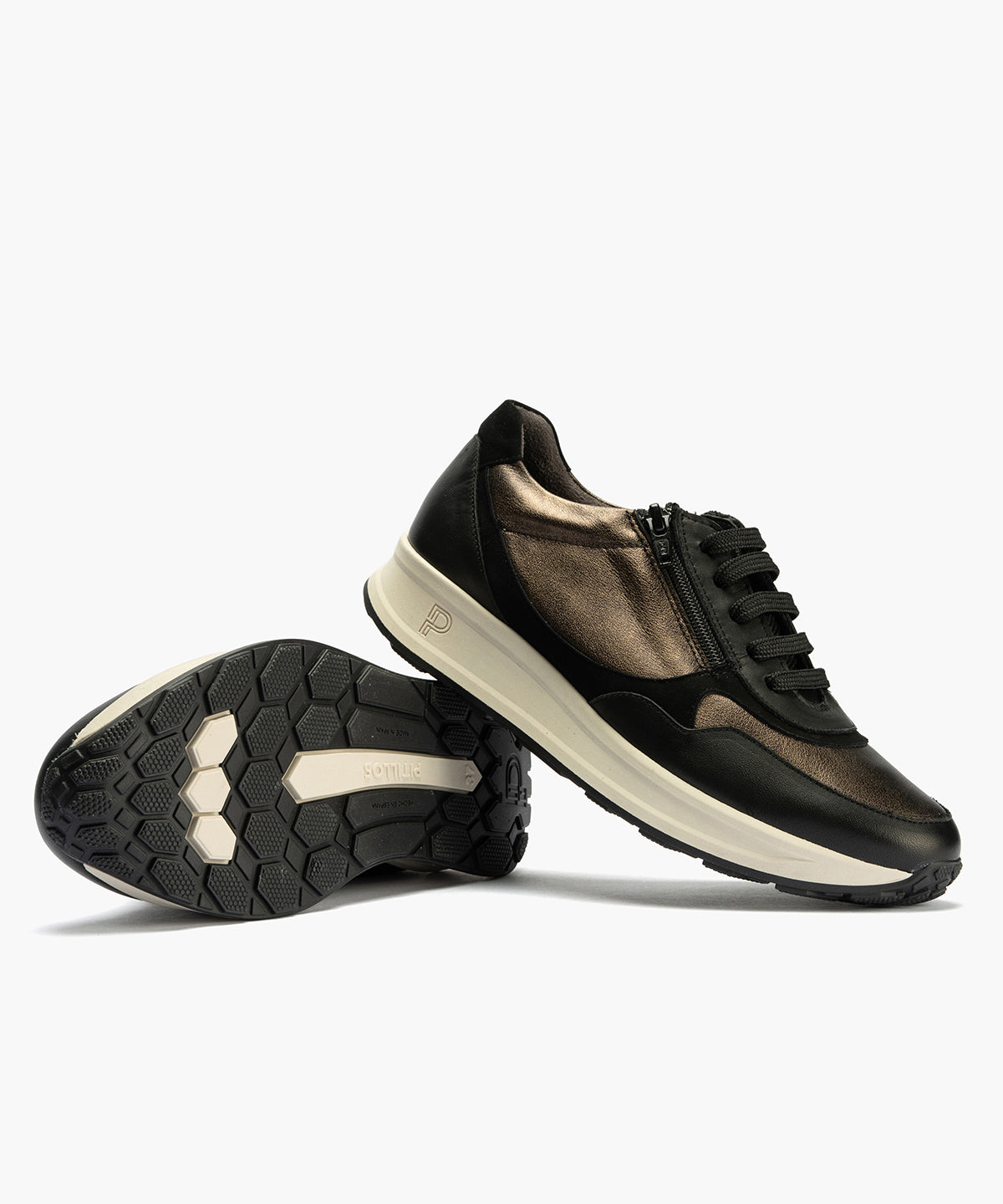 Deportivo de Cremallera Combinado con Ante de mujer color negro