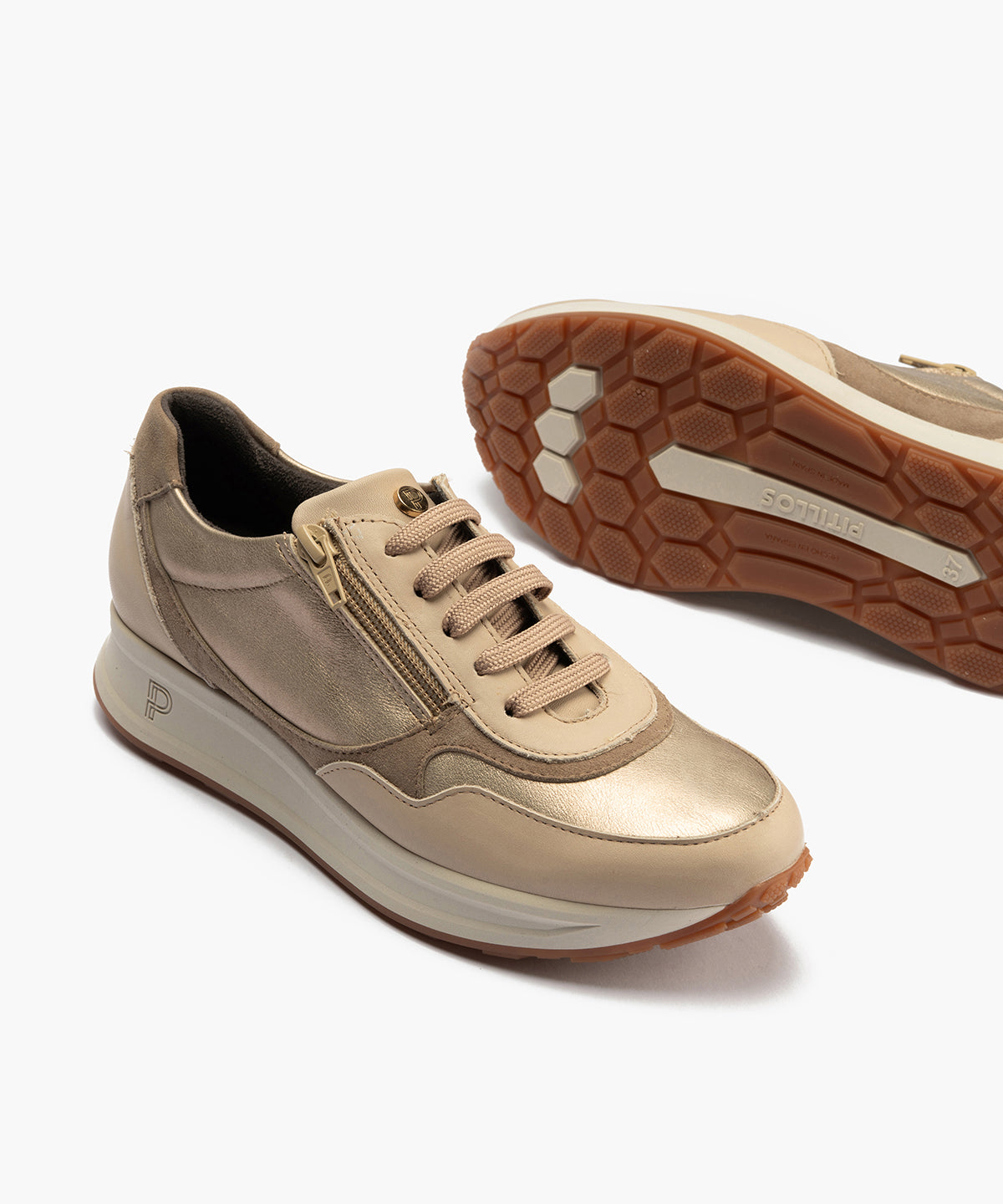 Deportivo de Cremallera Combinado con Ante de mujer color piedra
