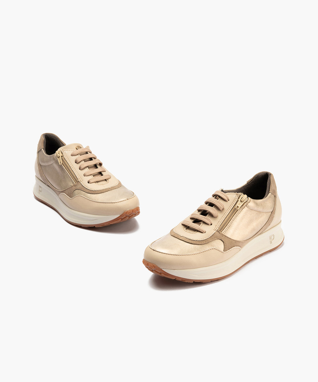 Deportivo de Cremallera Combinado con Ante de mujer color piedra