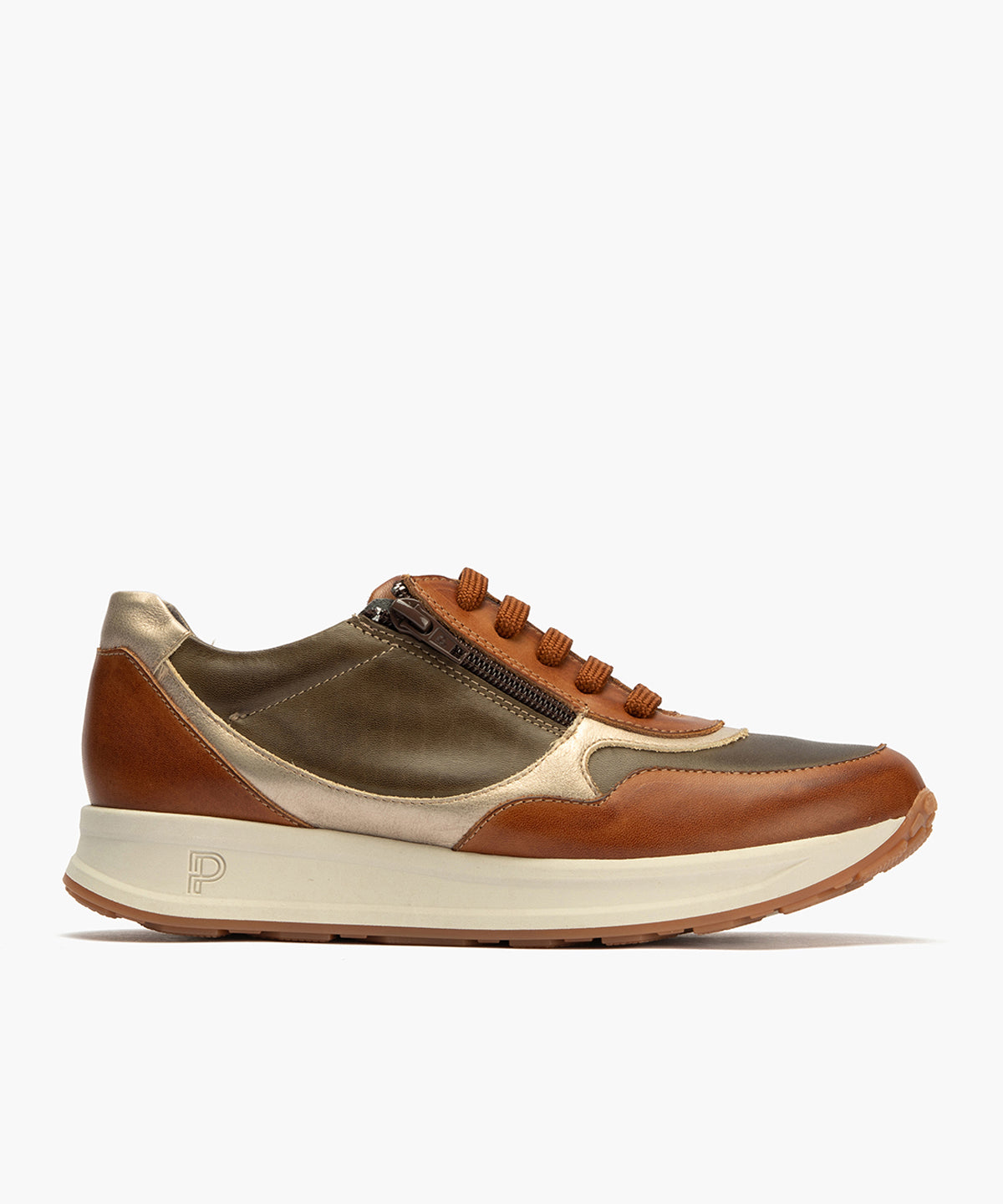 Deportivo de Cremallera Combinado en colores de mujer color cuero
