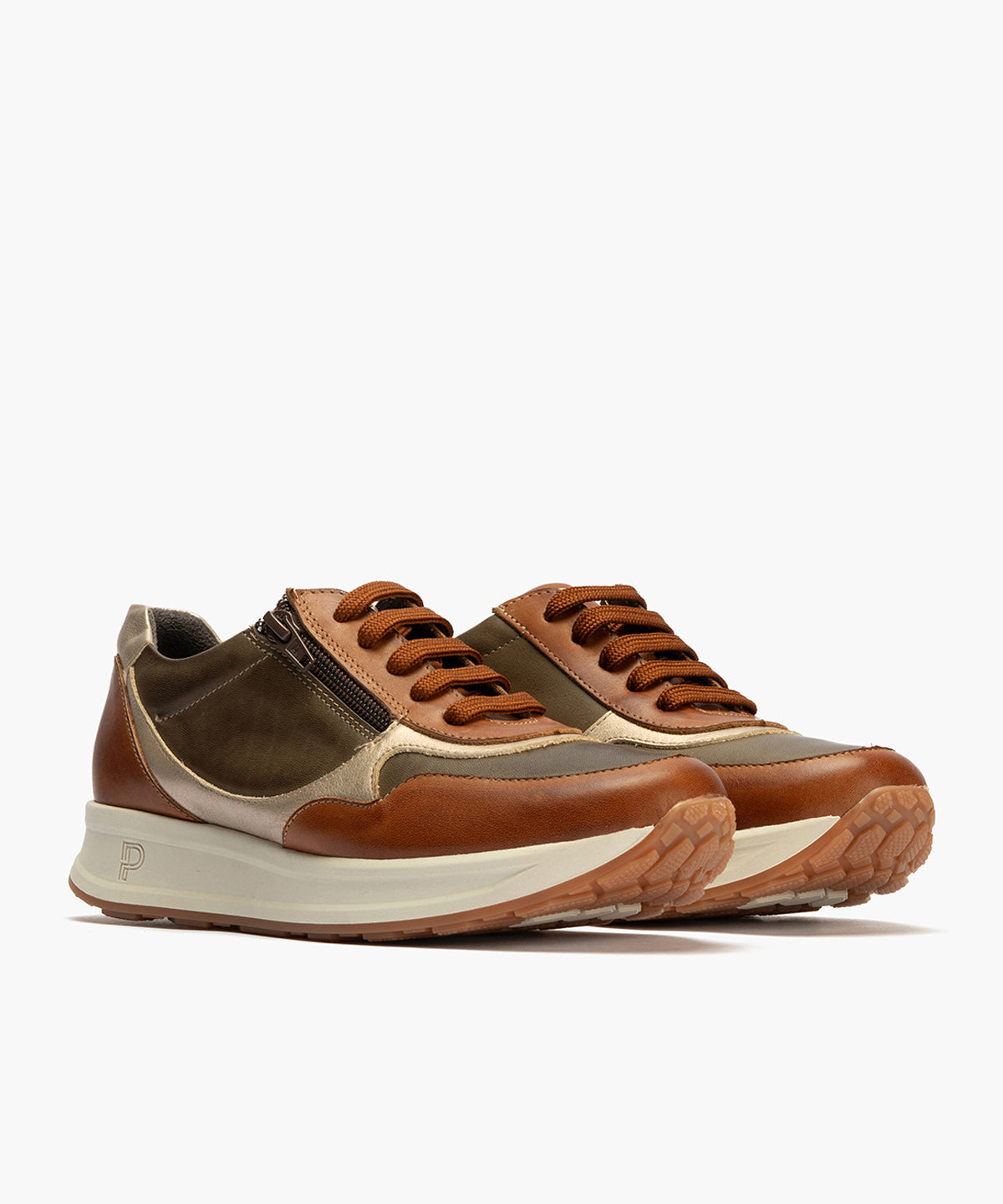 Deportivo de Cremallera Combinado en colores de mujer color cuero
