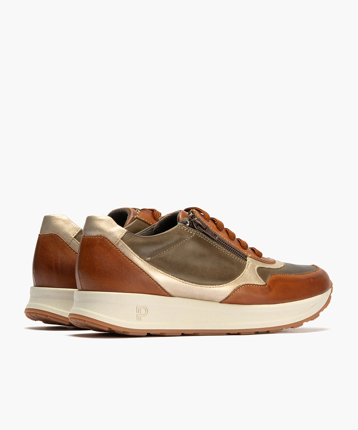 Deportivo de Cremallera Combinado en colores de mujer color cuero