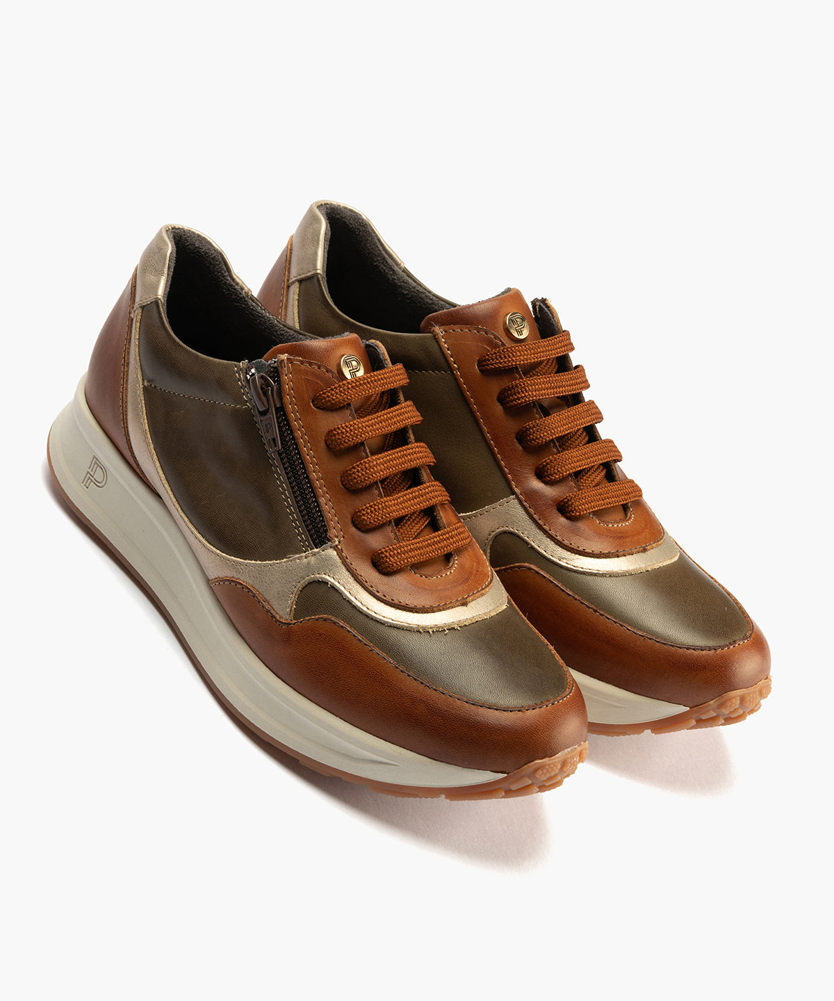 Deportivo de Cremallera Combinado en colores de mujer color cuero