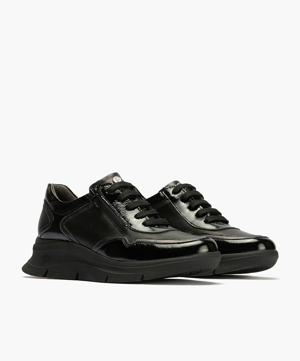 Deportivo de Cremallera Combinado con Laminado de mujer color negro