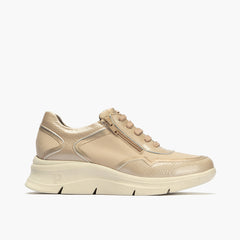 Deportivo de Cremallera Combinado con Laminado de mujer color piedra