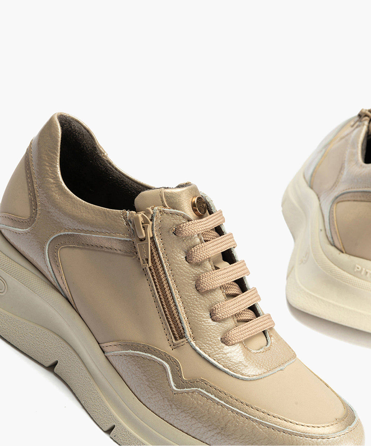 Deportivo de Cremallera Combinado con Laminado de mujer color piedra