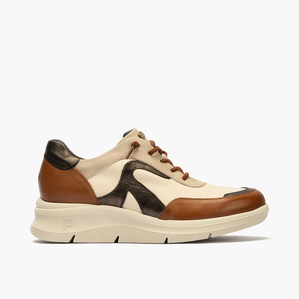 Deportivo Cuatricolor de mujer color cuero