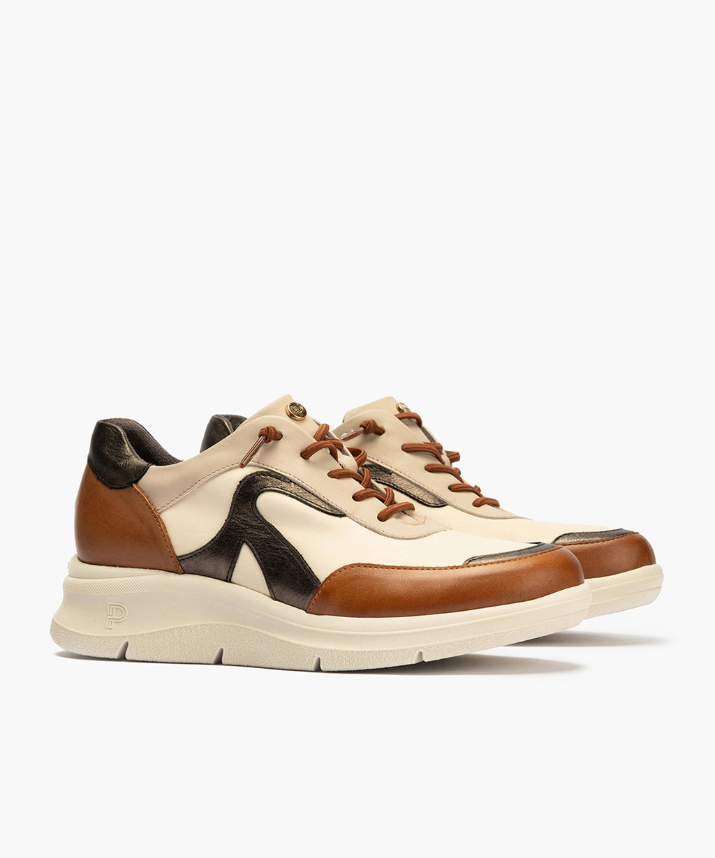 Deportivo Cuatricolor de mujer color cuero