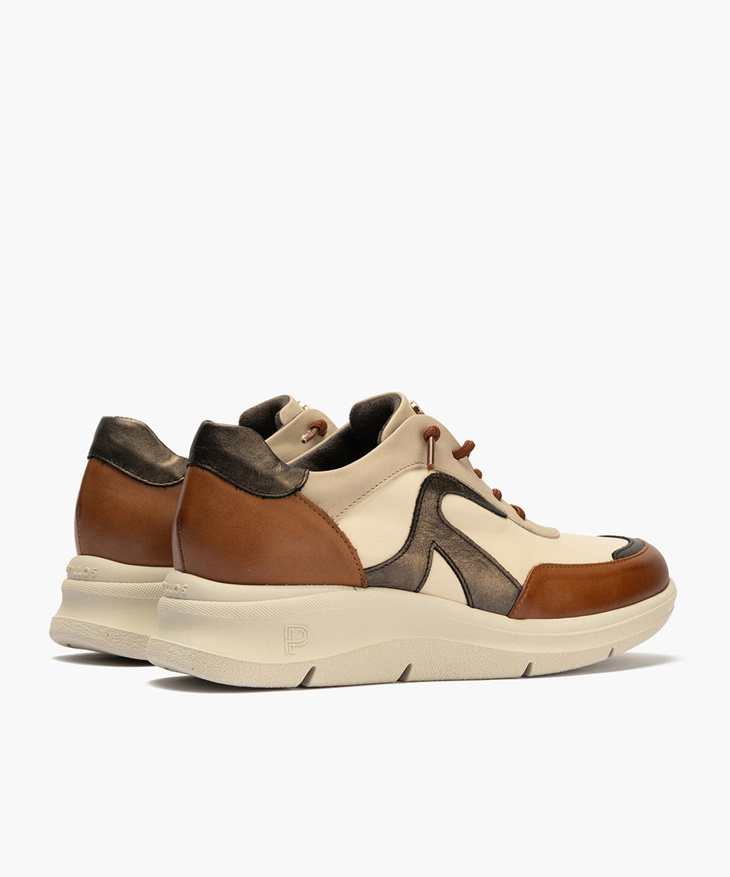 Deportivo Cuatricolor de mujer color cuero