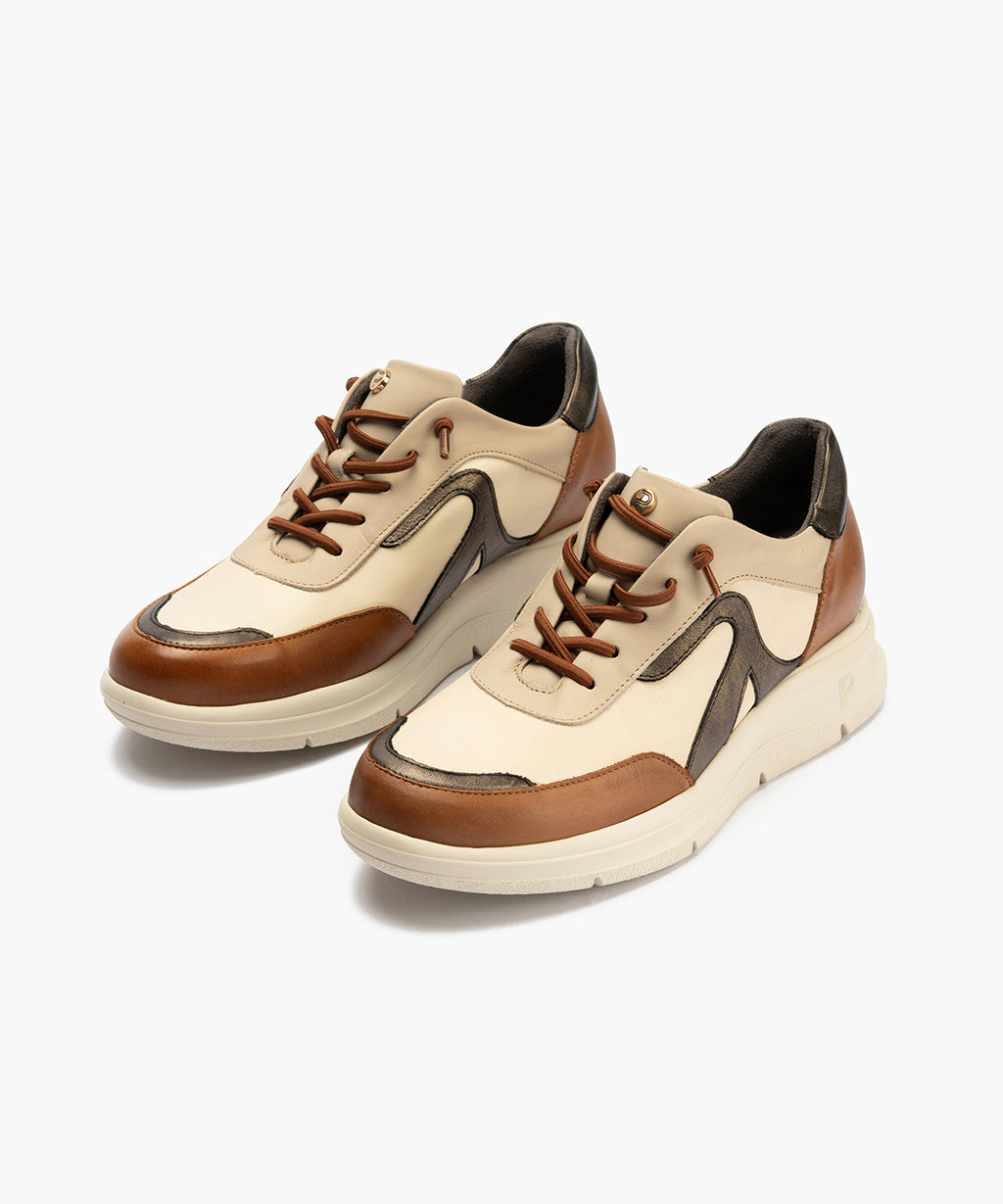 Deportivo Cuatricolor de mujer color cuero