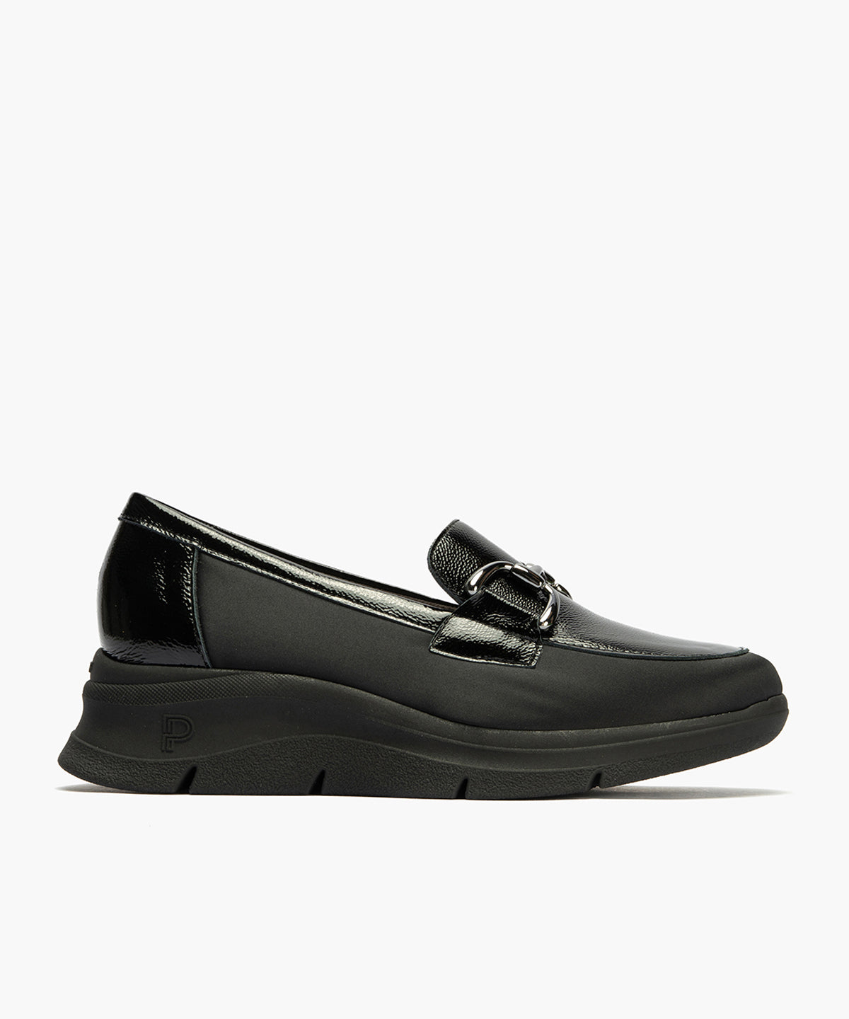 Mocasín con Nylon con adorno de mujer color negro