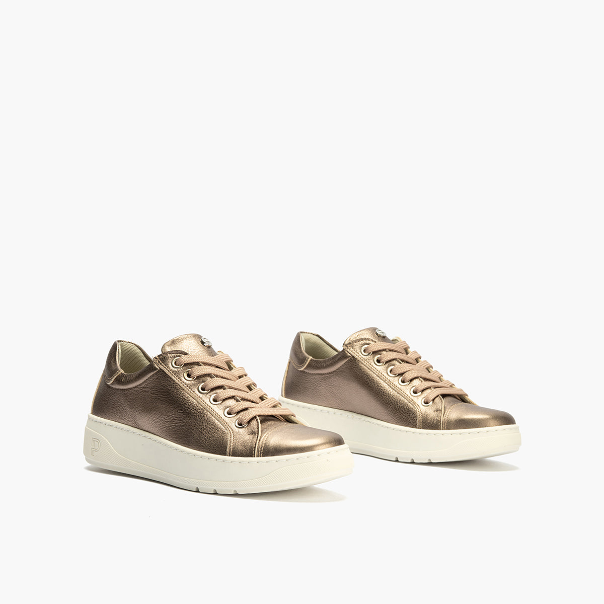 Basket en Laminado con cordones de mujer color bronce