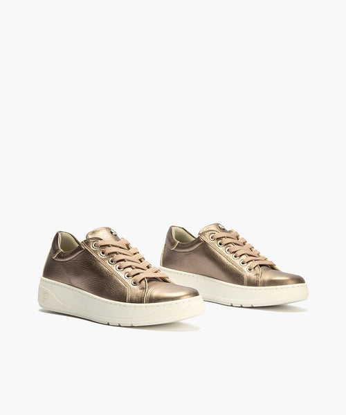 Basket en Laminado con cordones de mujer color bronce