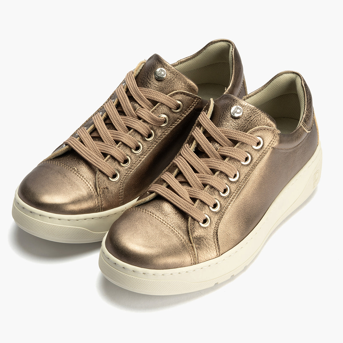 Basket en Laminado con cordones de mujer color bronce