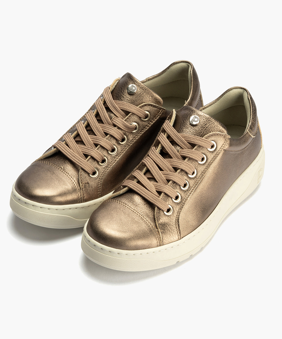 Basket en Laminado con cordones de mujer color bronce