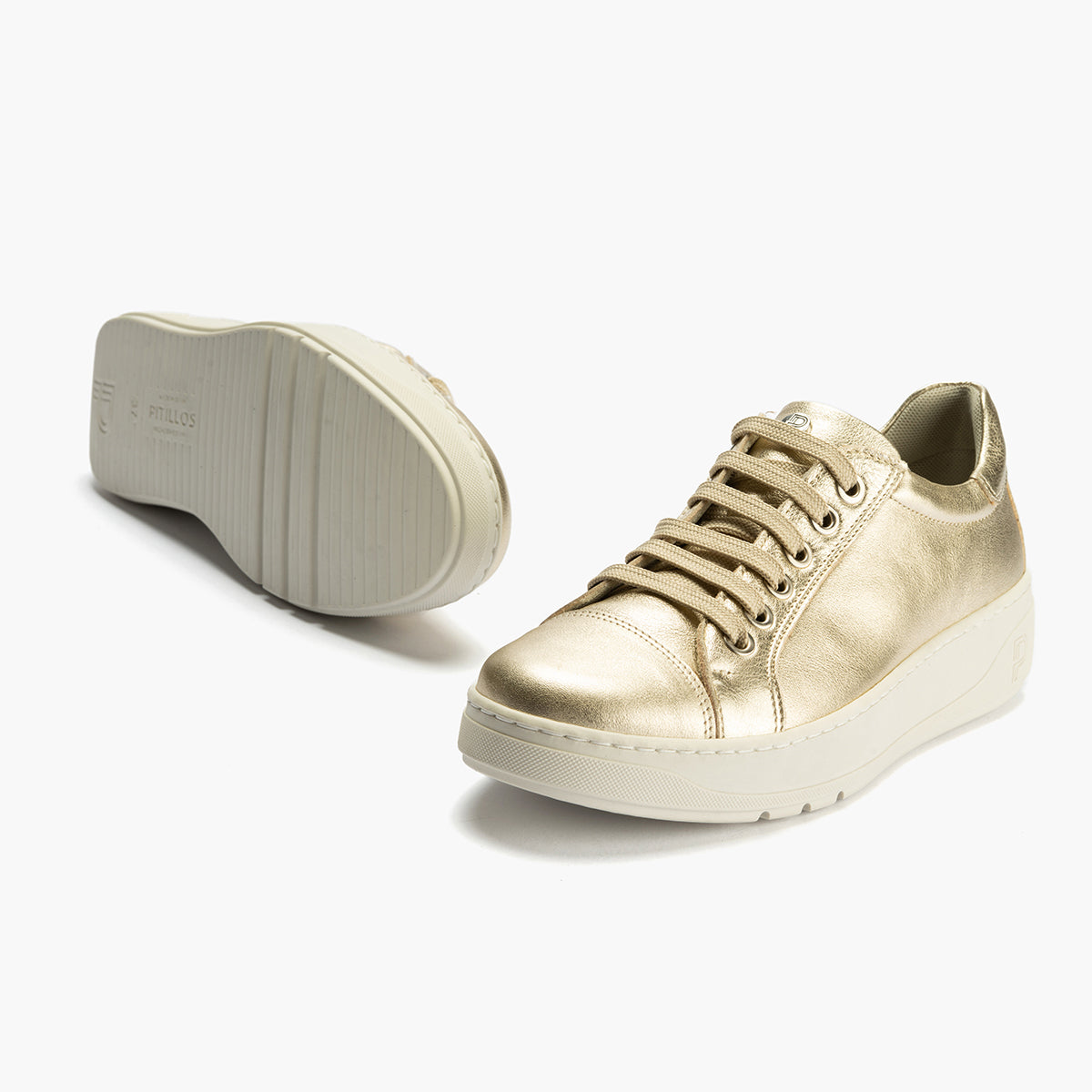 Basket en Laminado con cordones de mujer color oro