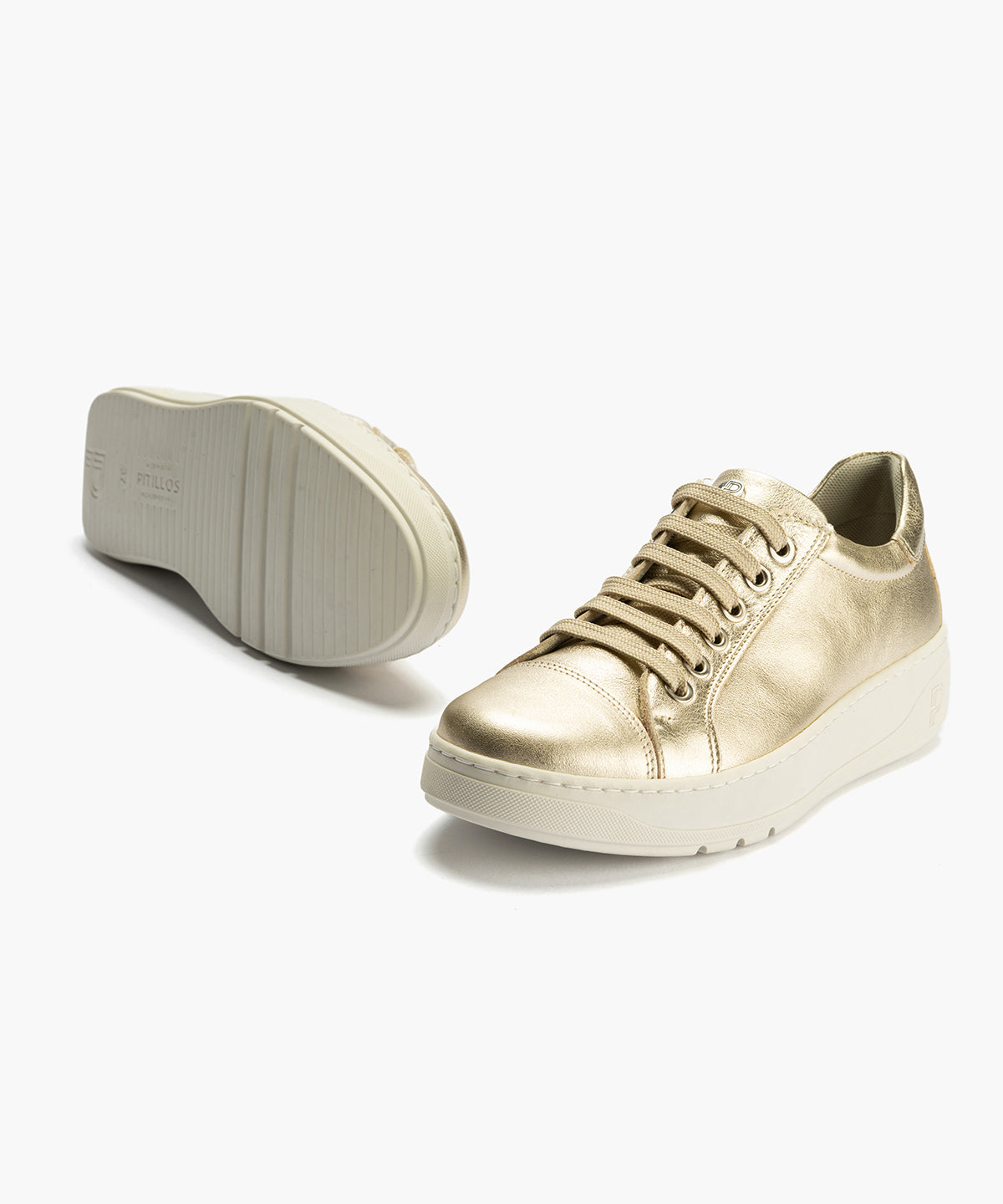 Basket en Laminado con cordones de mujer color oro