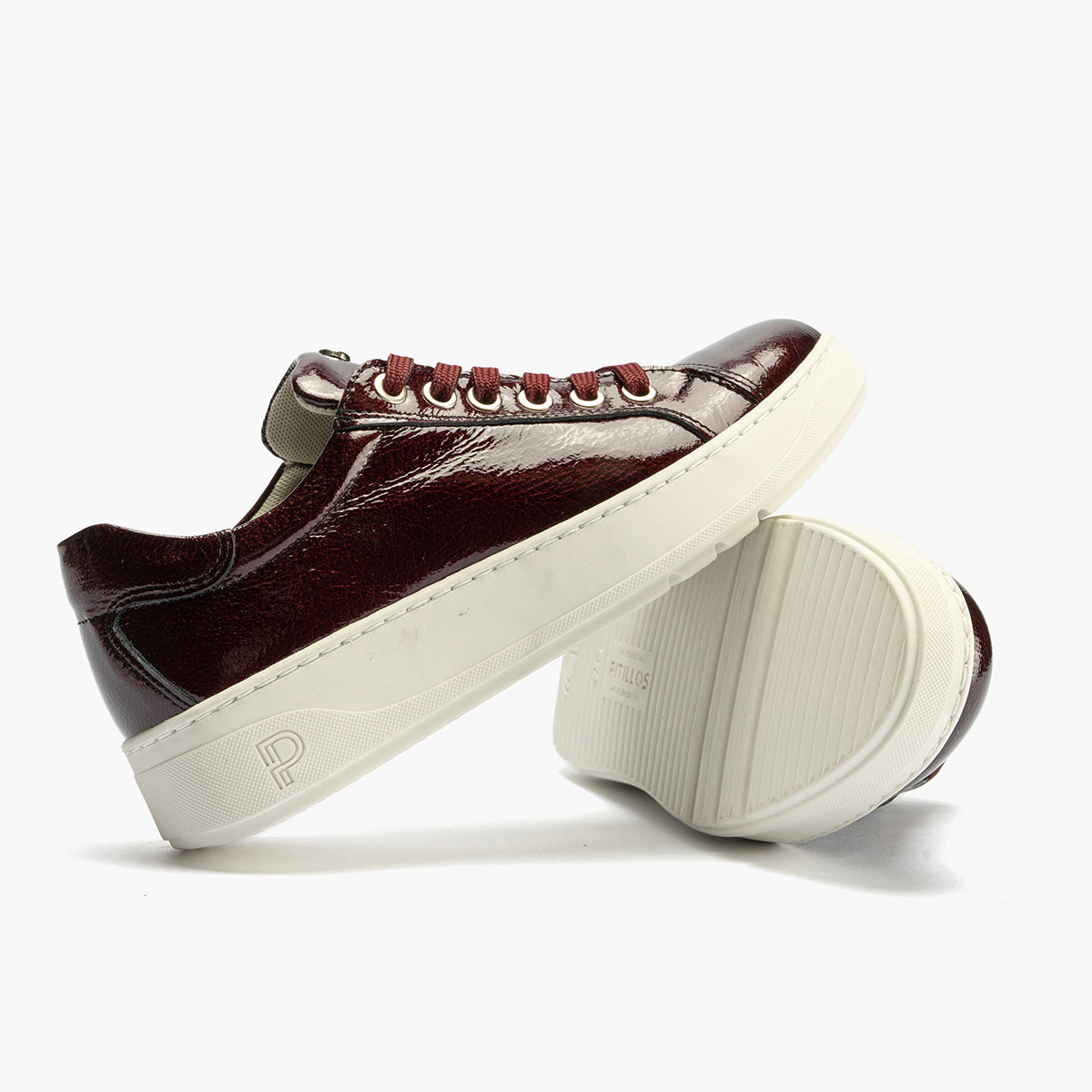 Basket en Charol con cordones de mujer color burdeos