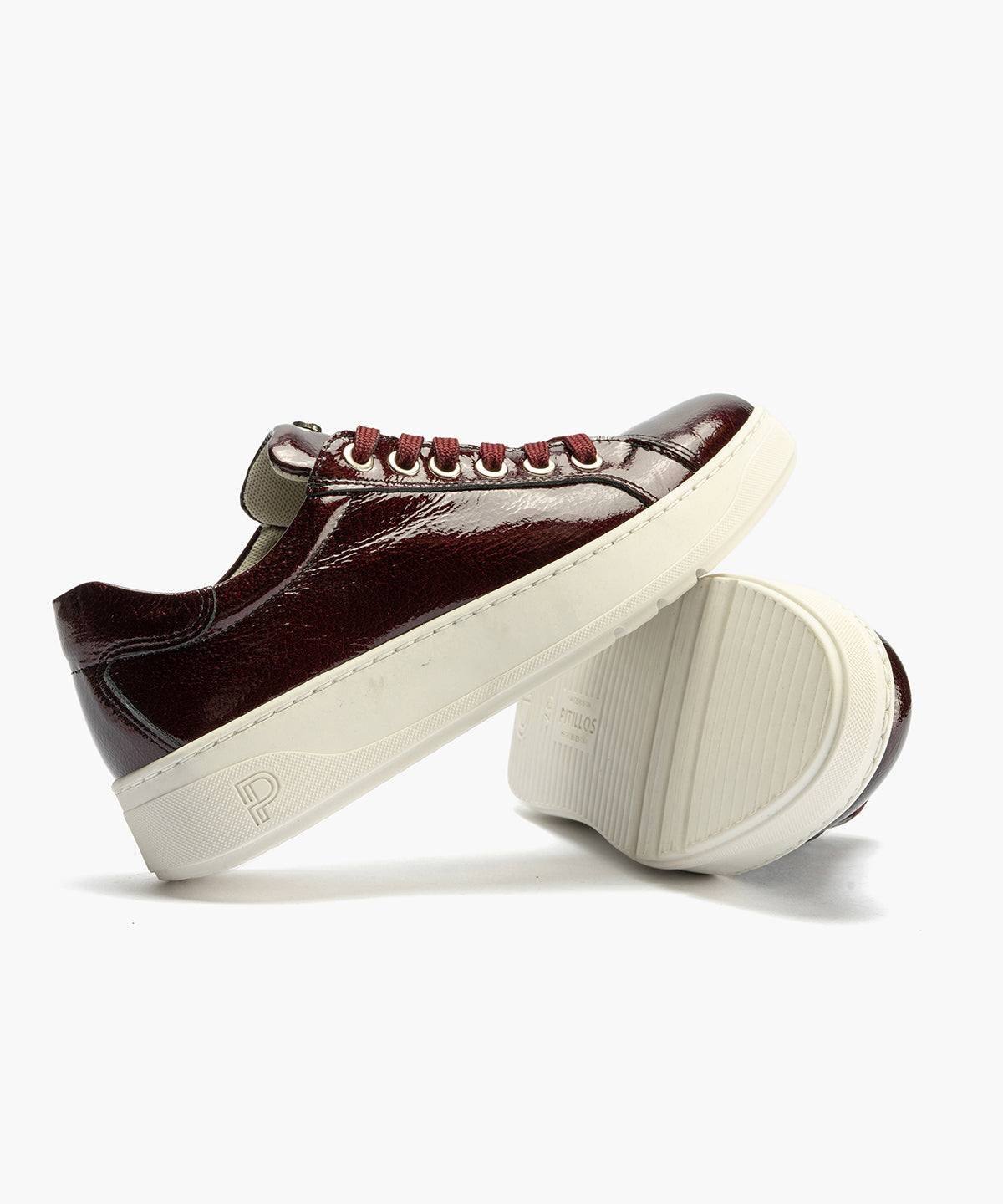 Basket en Charol con cordones de mujer color burdeos