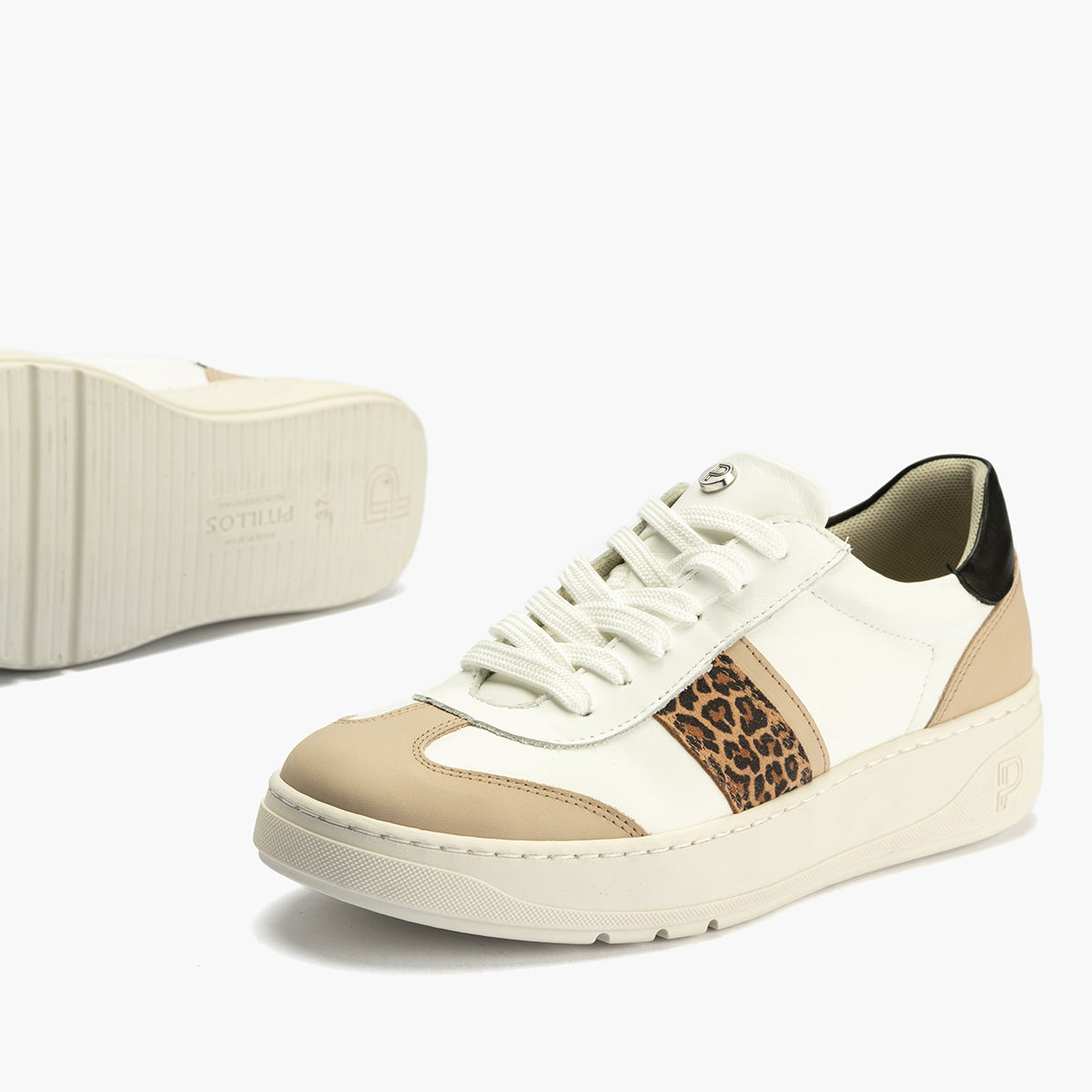 Basket Combinado con leopardo de mujer color blanco