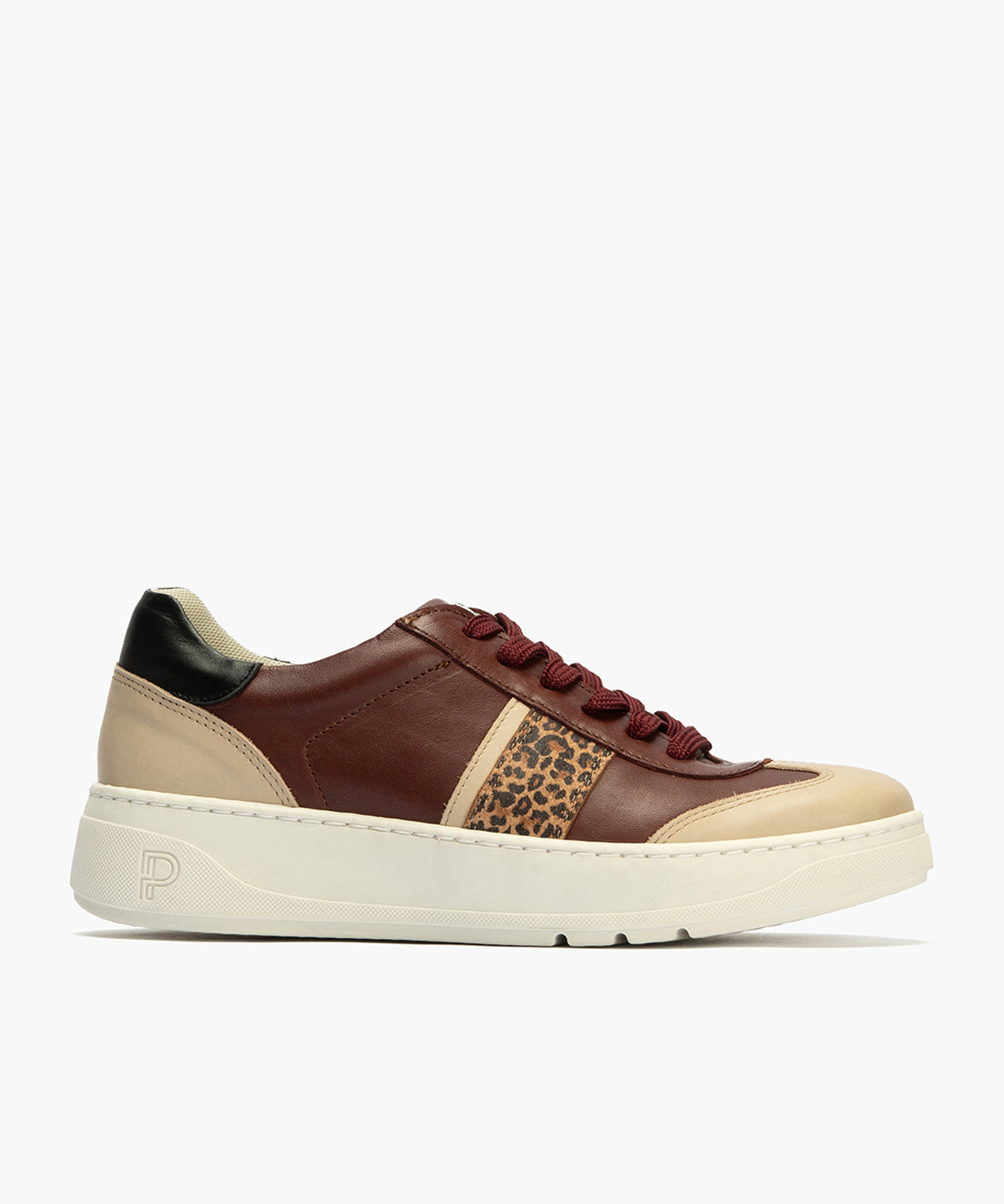 Basket Combinado con leopardo de mujer color burdeos