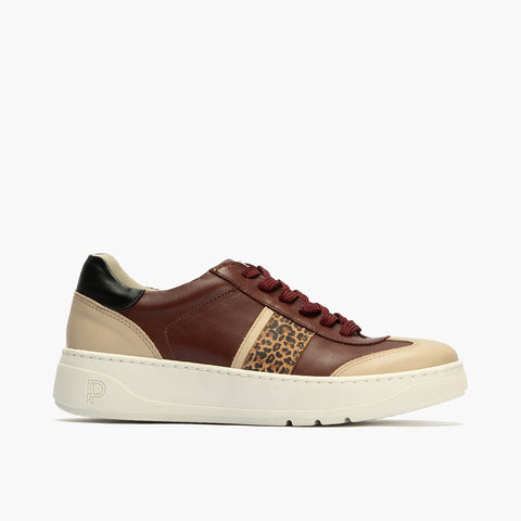 Basket Combinado con leopardo de mujer color burdeos