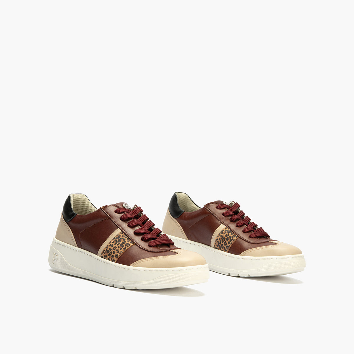 Basket Combinado con leopardo de mujer color burdeos