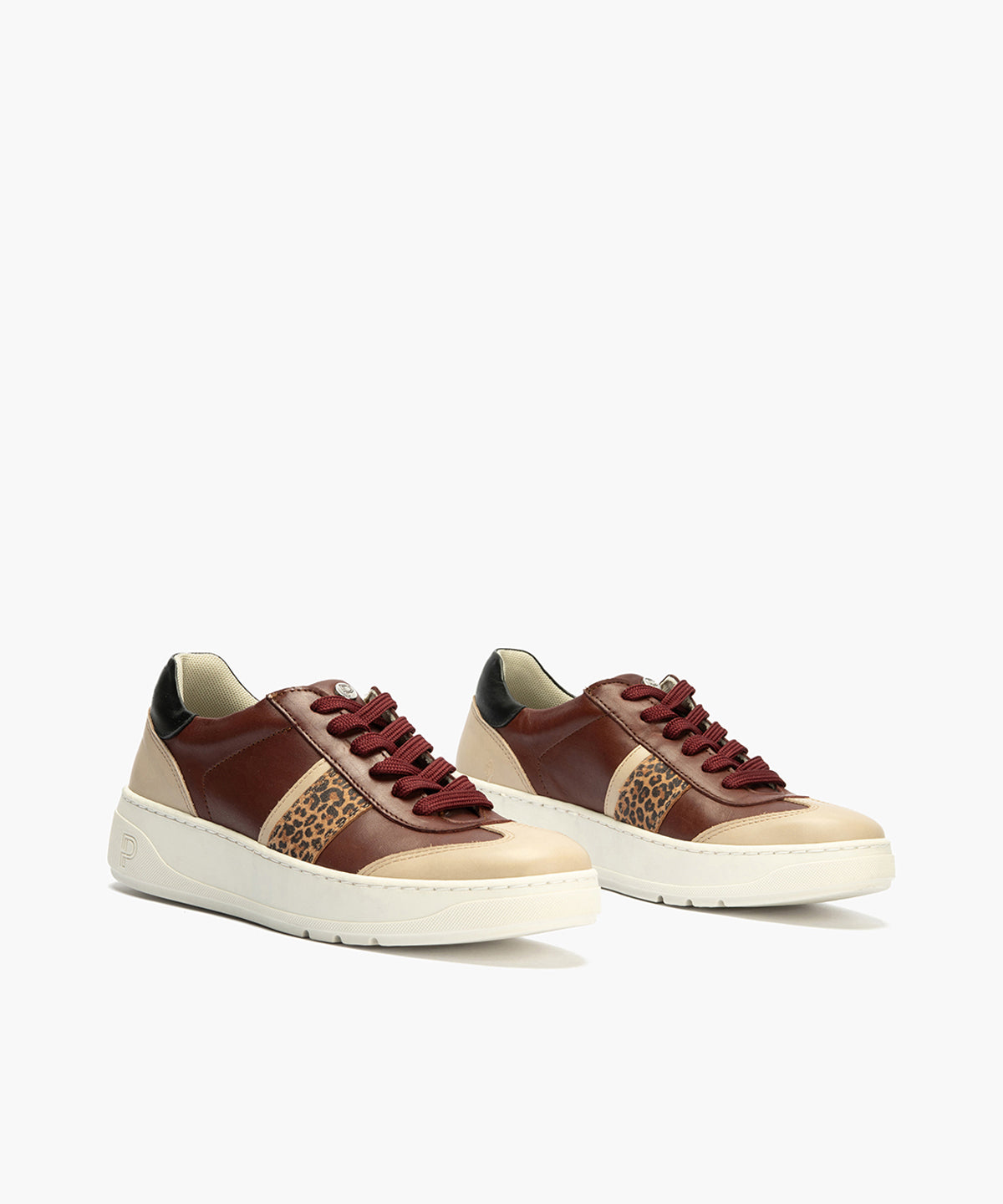 Basket Combinado con leopardo de mujer color burdeos