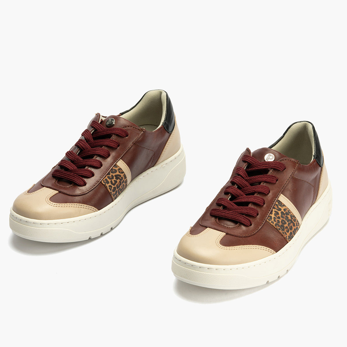 Basket Combinado con leopardo de mujer color burdeos