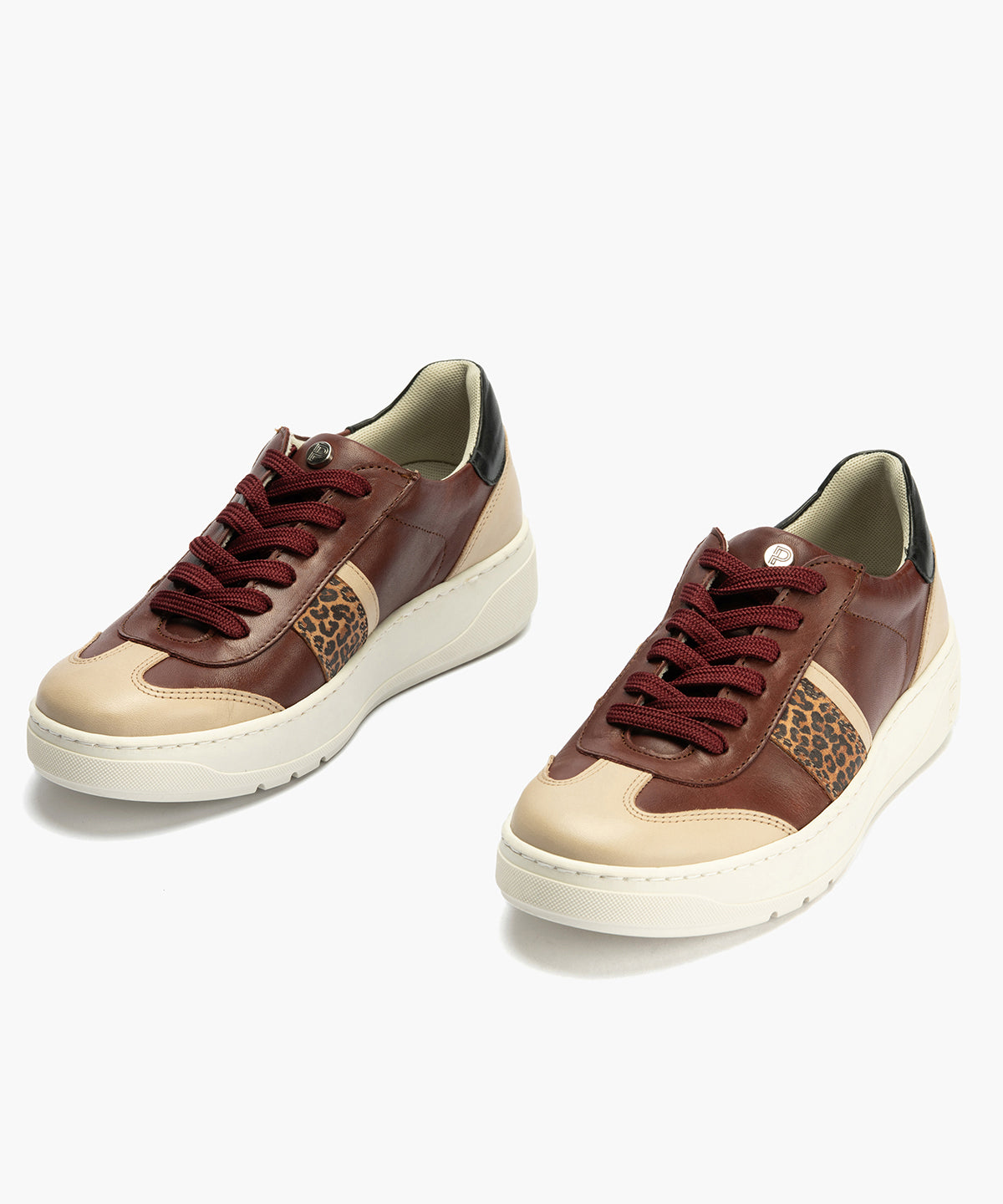 Basket Combinado con leopardo de mujer color burdeos