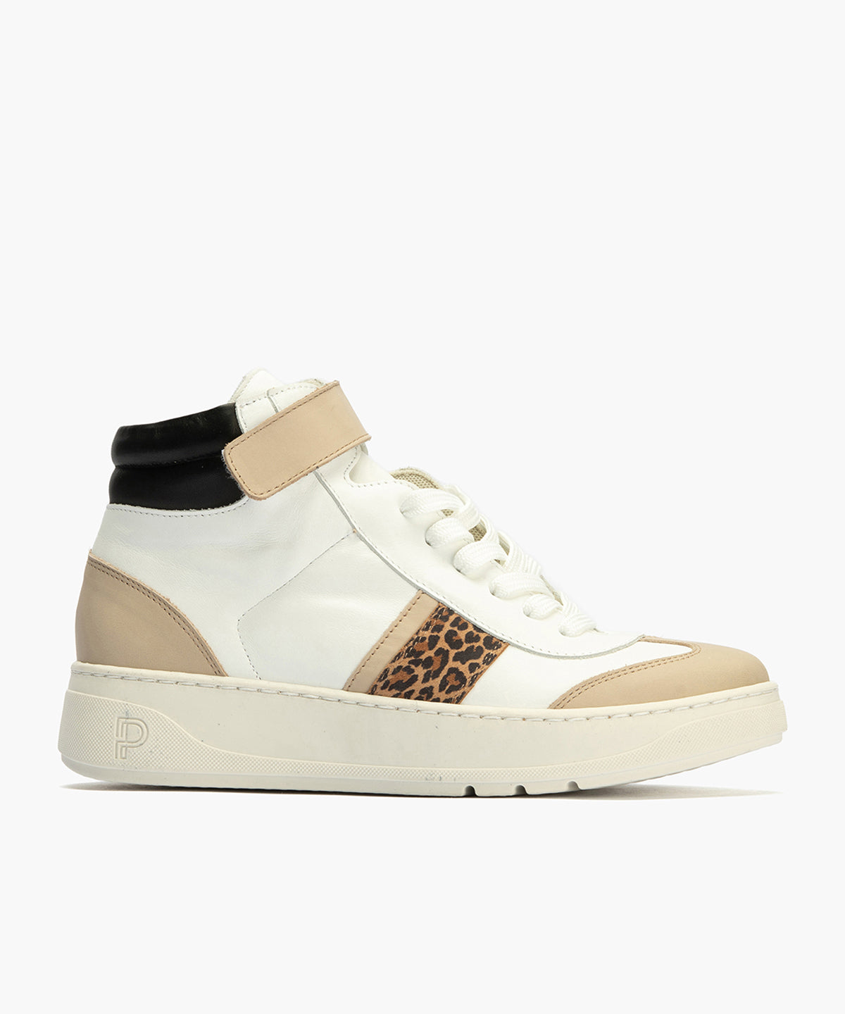 Botín Basket Combinado con leopardo de nujer color blanco