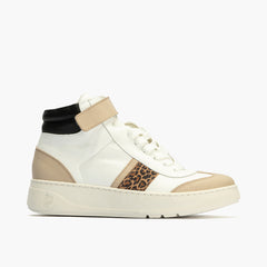 Botín Basket Combinado con leopardo de nujer color blanco