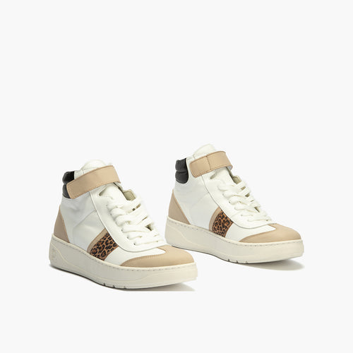 Botín Basket Combinado con leopardo de nujer color blanco