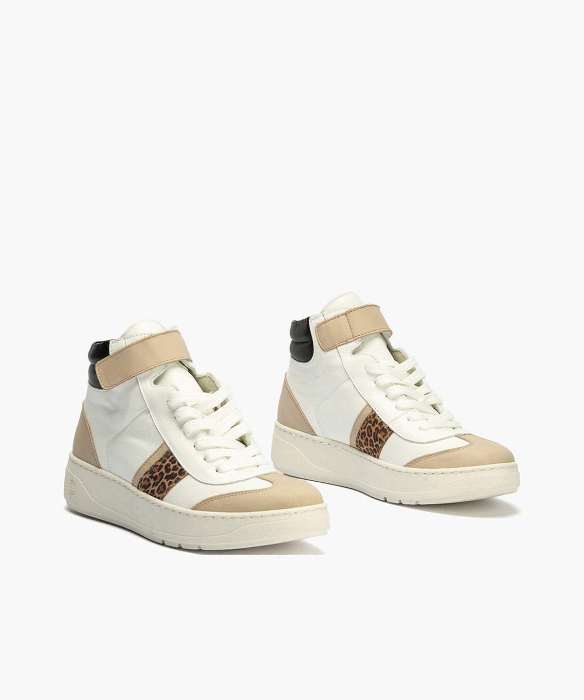 Botín Basket Combinado con leopardo de nujer color blanco