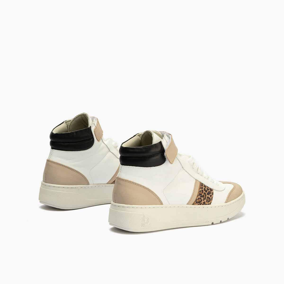Botín Basket Combinado con leopardo de nujer color blanco