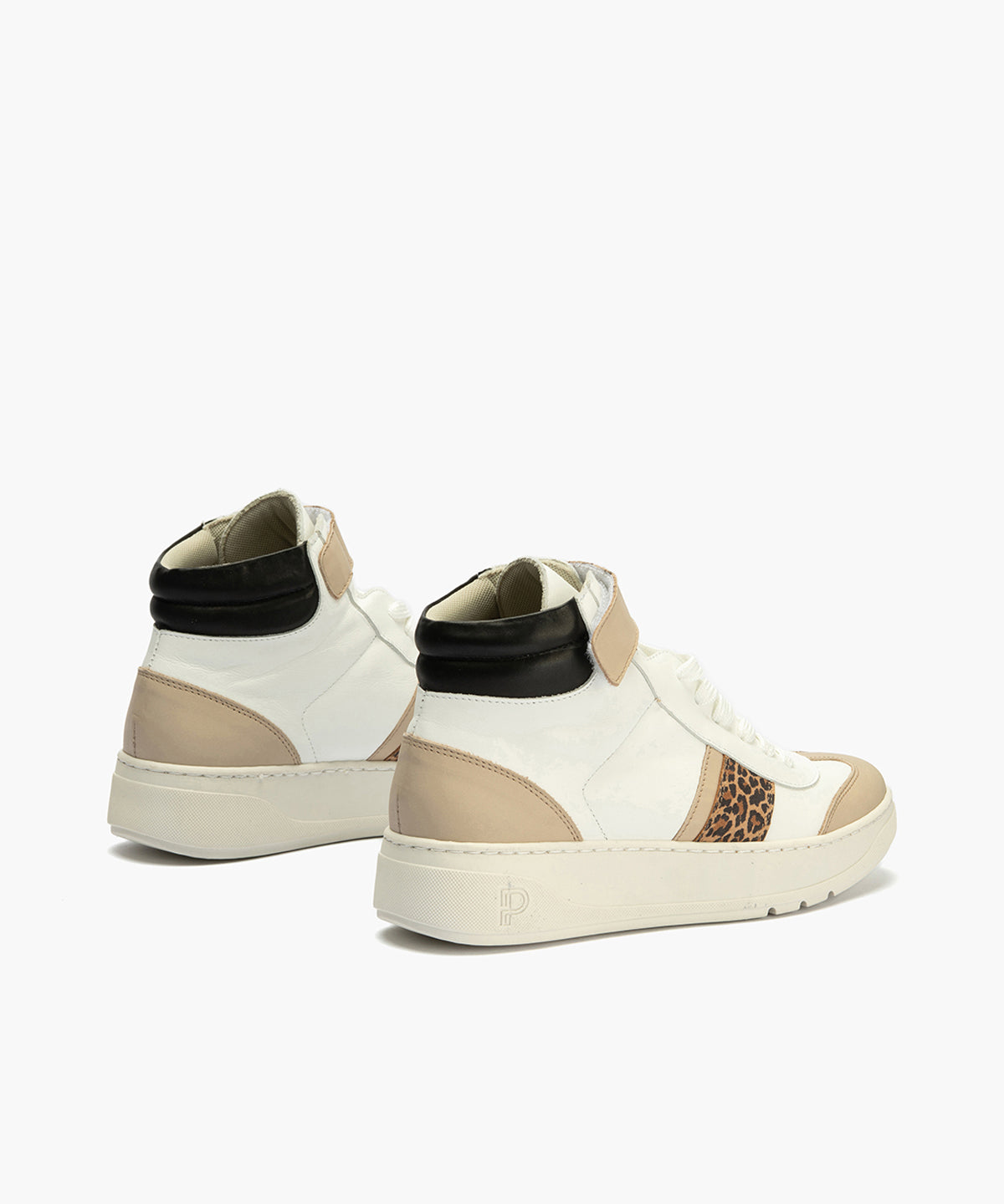 Botín Basket Combinado con leopardo de nujer color blanco
