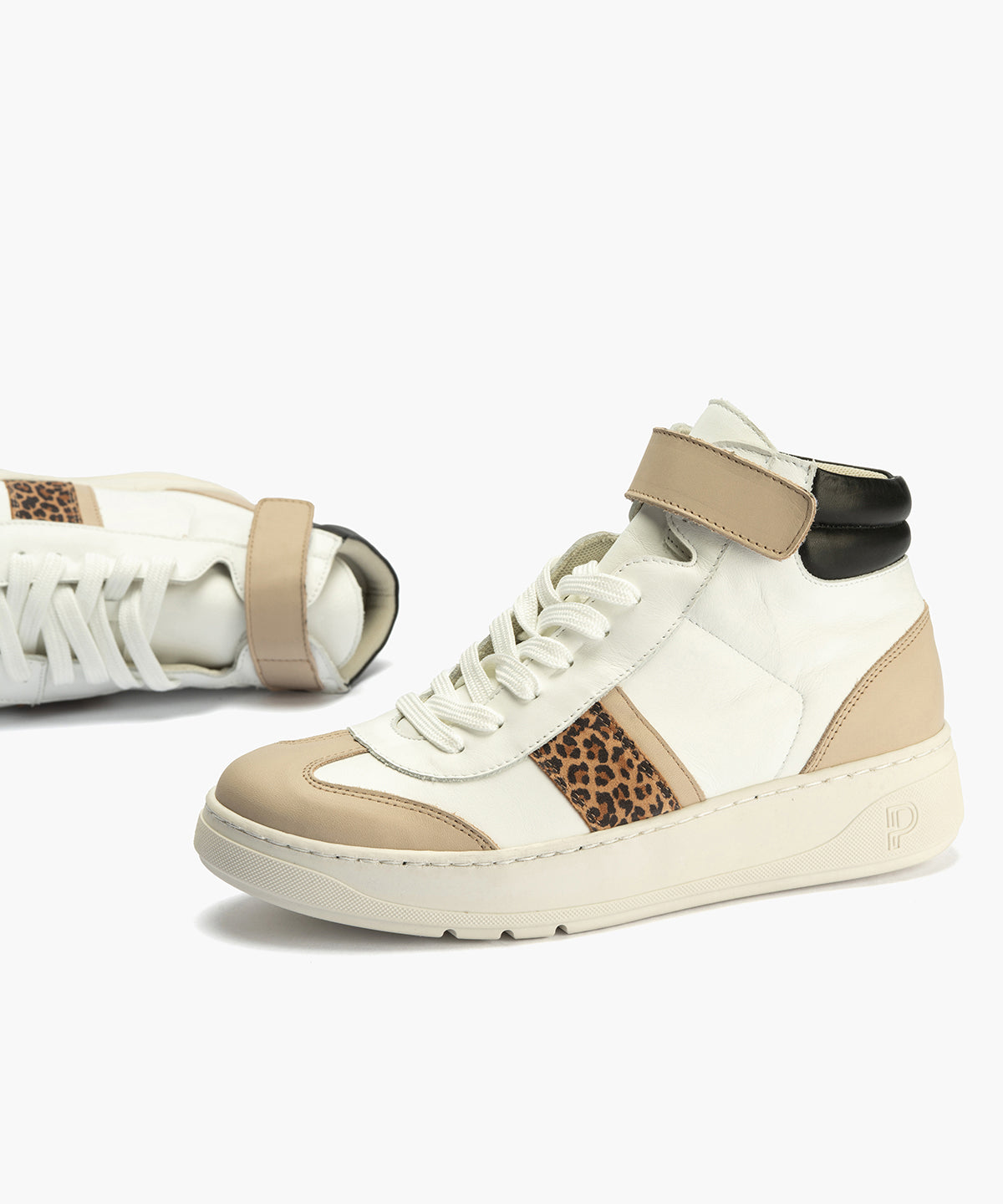 Botín Basket Combinado con leopardo de nujer color blanco
