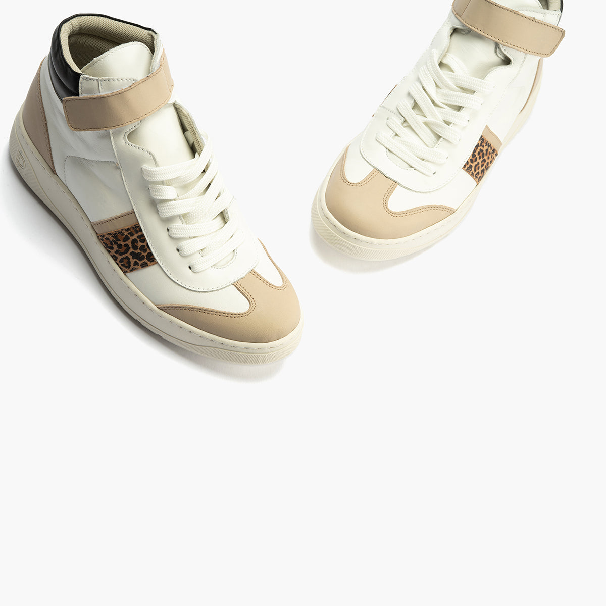 Botín Basket Combinado con leopardo de nujer color blanco