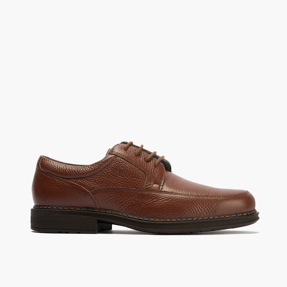 Zapato Blucher Hombre con Piel Bombeada Marrón