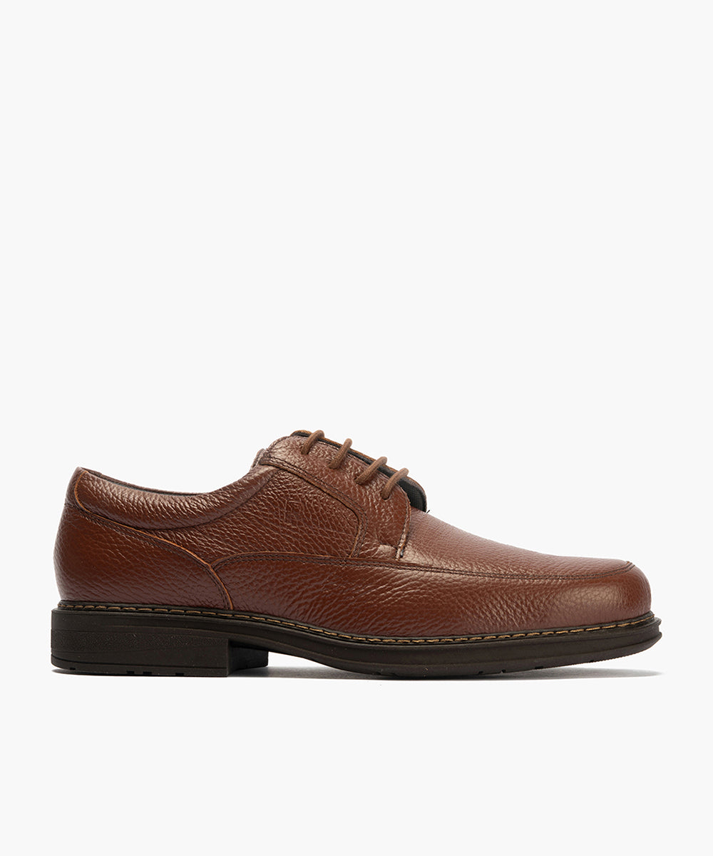 Zapato Blucher Hombre con Piel Bombeada Marrón