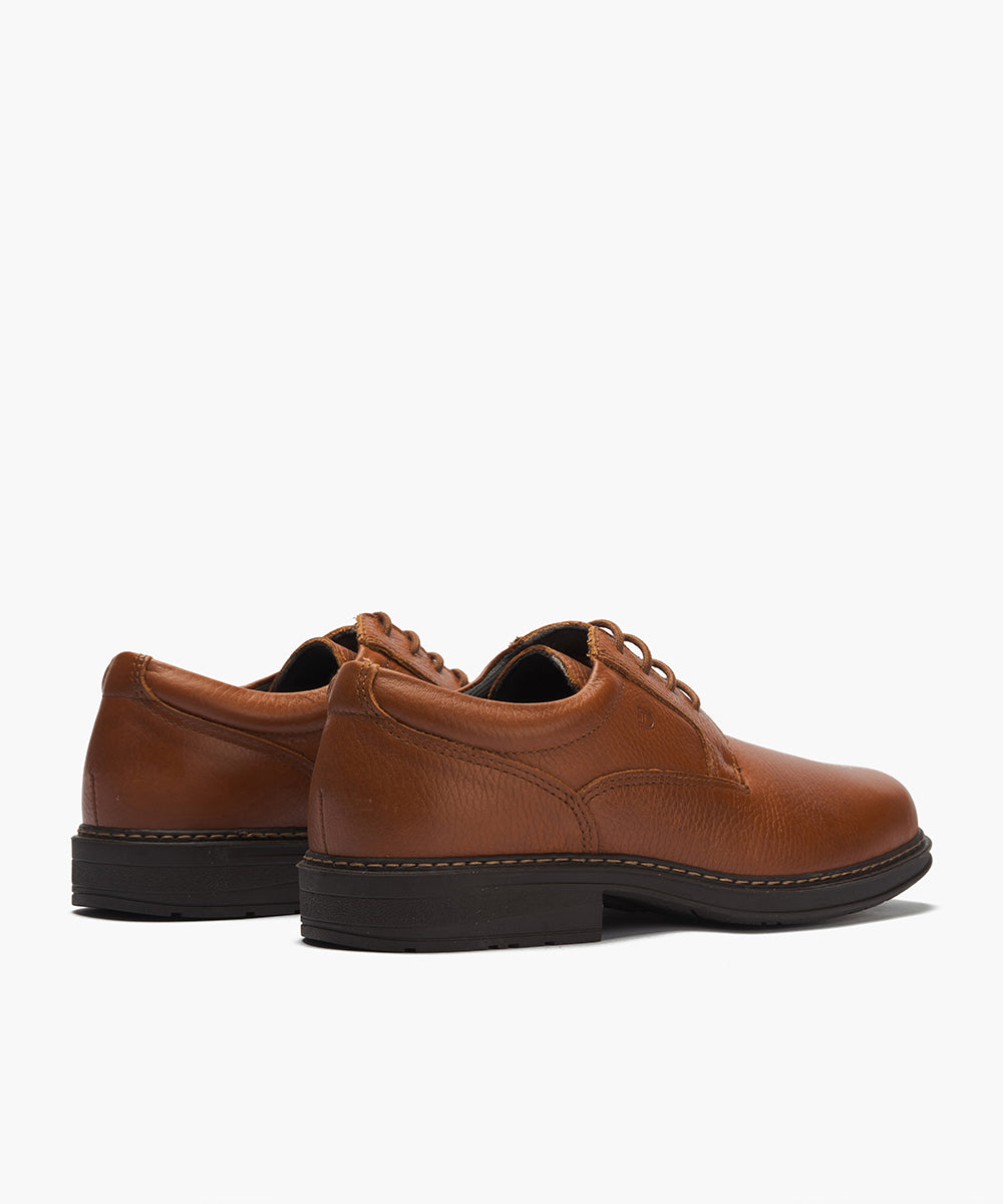 Zapato Blucher Hombre Piel Bombeada Cuero