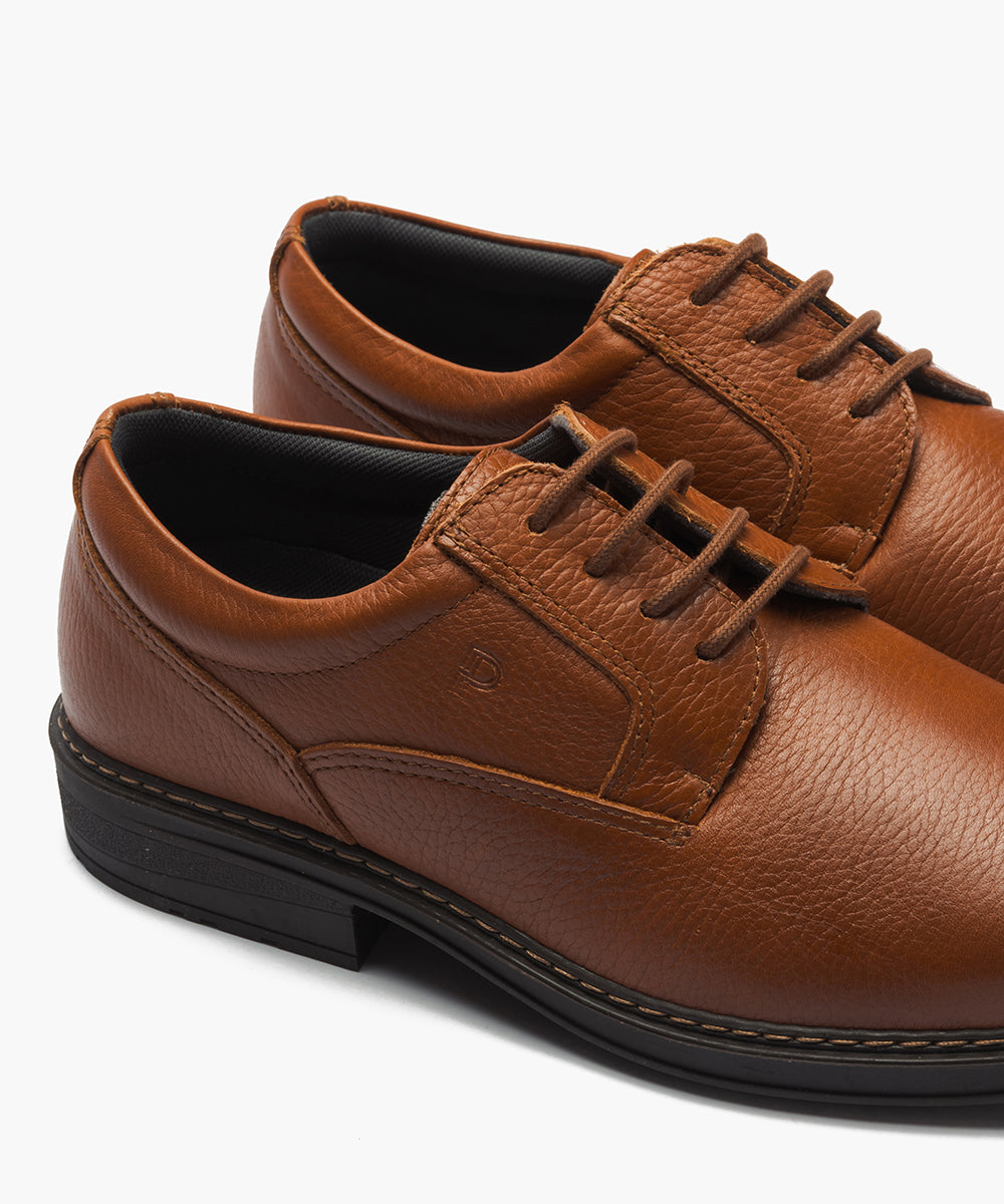 Zapato Blucher Hombre Piel Bombeada Cuero